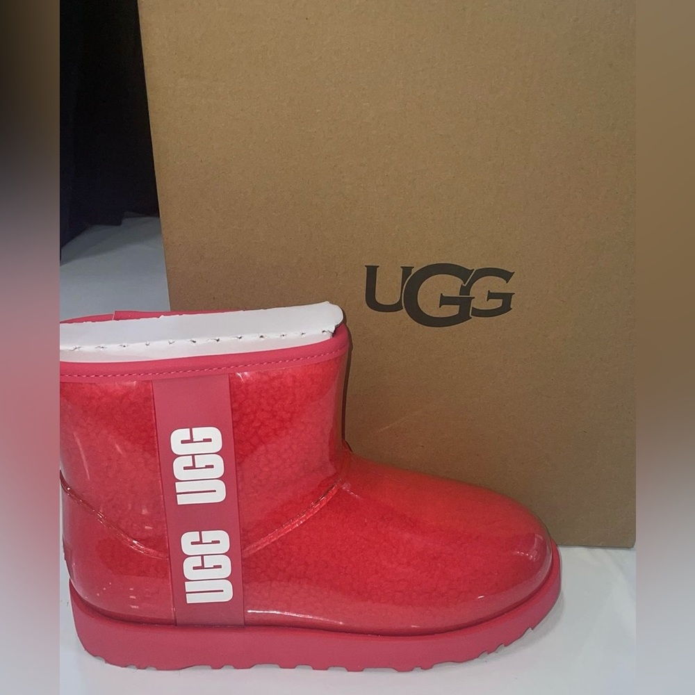 NWT UGG Classic Clear Mini Boots Womens 1113190 Size8 Hibiscus Pink